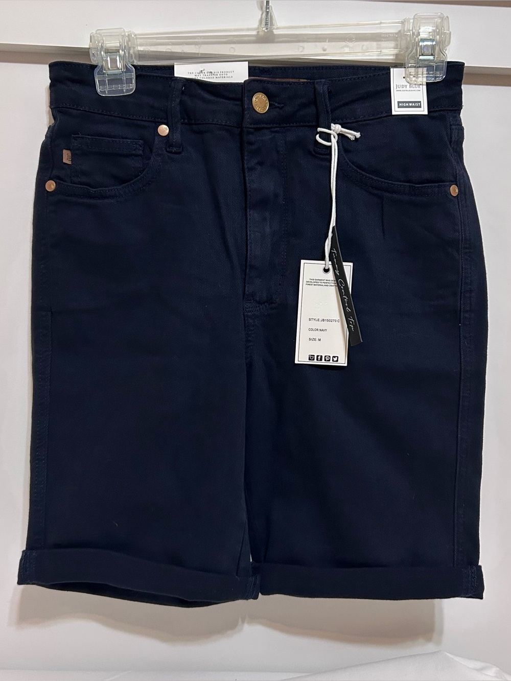 NWTS Judy Blue women’s Bermuda shorts size medium Navy high waisted
